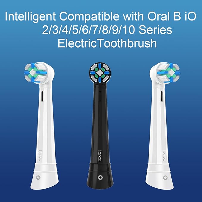 6 Pack Replacement Heads with Medium Soft Bristles Compatible with Oral b IO 2/3/4/5/6/7/8/9/10 Series Electric Toothbrush, IO Brush Heads Compatible with Oral b (Black)