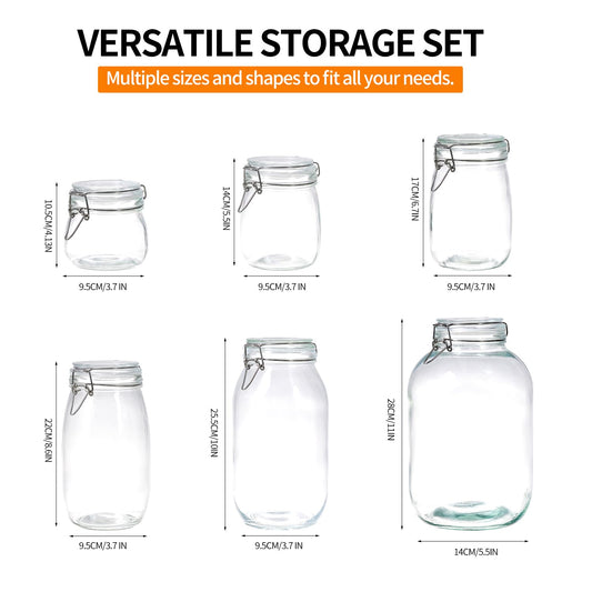 4 Pack 34oz Food Storage Jars with Airtight Lids, Preserving Seal Wire Clip Fastening Glass Containers, Canisters for Kitchen Organization, Flour, Cereal, Pasta, Sugar, Beans, Pickling Jars(34 Oz*4)