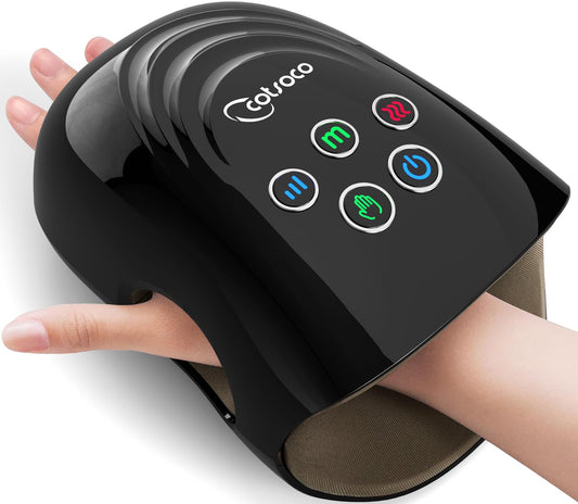 cotsoco Hand Massager with Heat and Compression for Arthritis and Carpal Tunnel, Birthday Gifts for Women Mom Men,Black