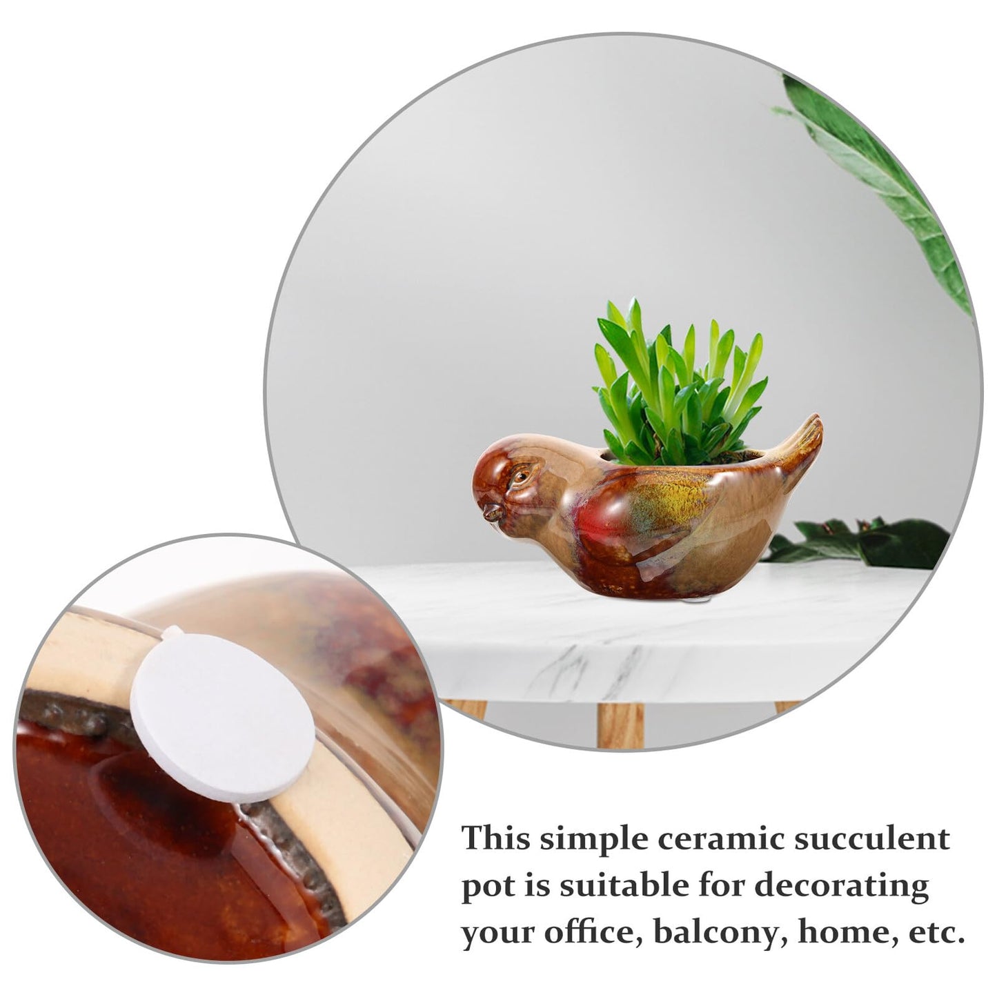 MAGICLULU Ceramic Bird Planter Pot for Small Succulents Balcony Outdoor Flower Pot with Glazed Finish Decorative Ceramic Planter for Garden and Home