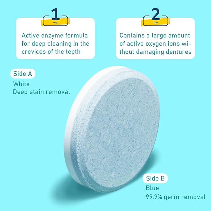 Retainer Cleaner & Denture Cleaning Tablets with 240 Removes Stains, Odors, and Plaque from Aligners, Mouth Guards, Night Guards, and Dental Appliances, 8-Month Supply