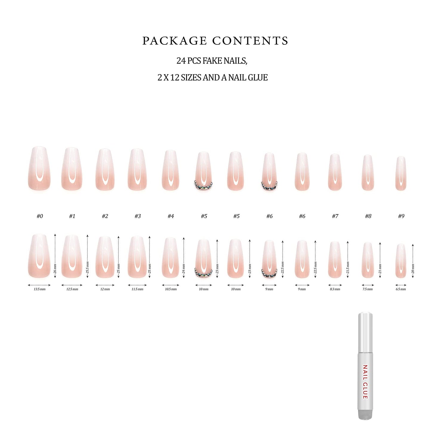 Hypnaughty Press On Nails - Rhinestone & Noir Black Matte Coffin, Trendy & Salon Quality Reusable Nails With Kit