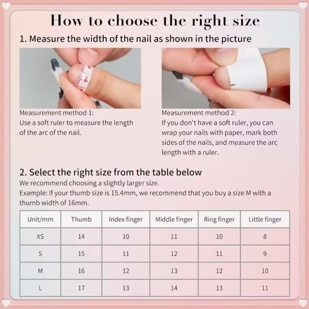 MAGLFELL Press On Nails Almond Shape Hnadmade Fake Nails, Acrylic Nails Cute Bow French Reusable Artificial Almond False Nails for Women (Size M)