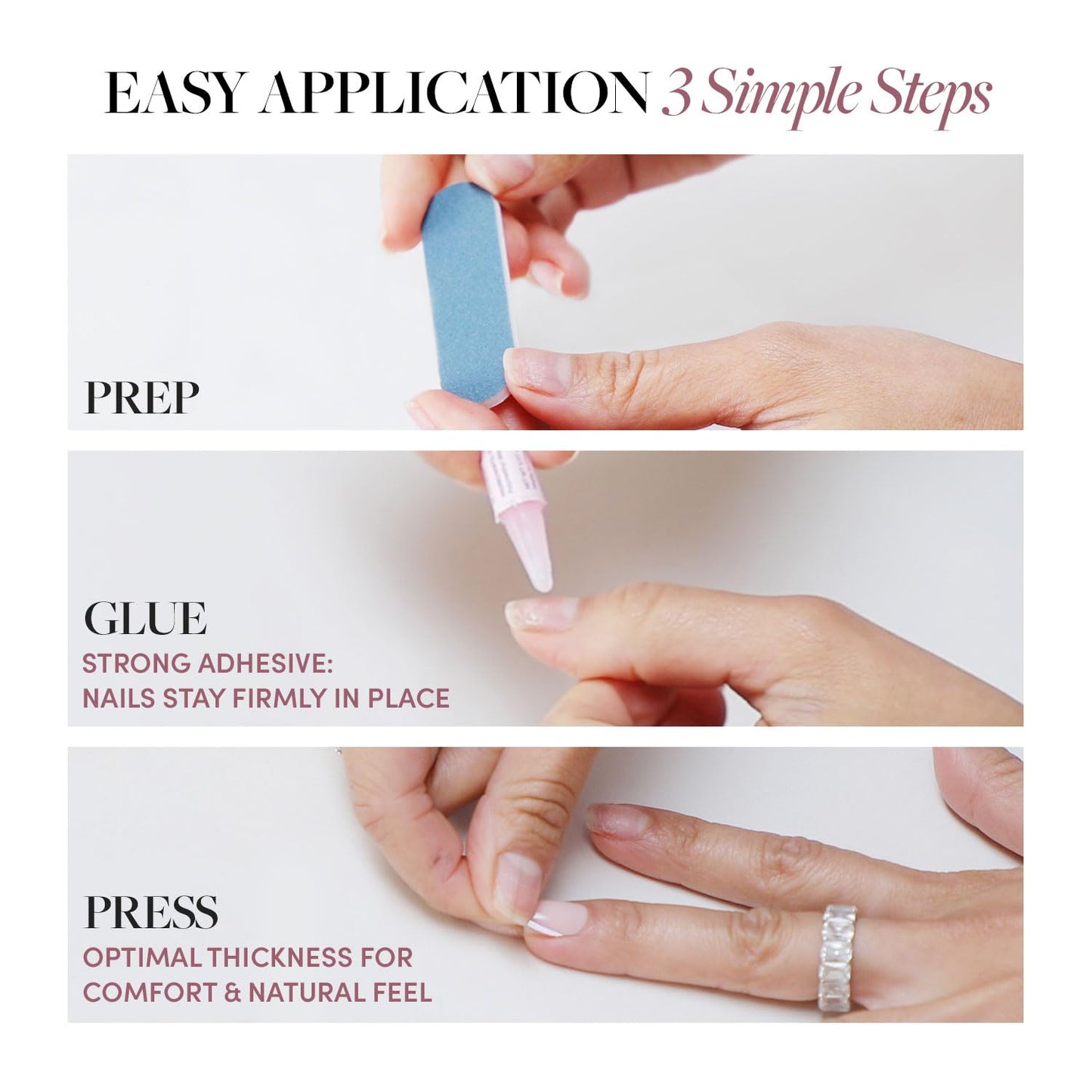 Glamnetic Press-On Nails Bundle - The Vow & Goal Digger | Short Almond Nude Fake Nails with a Glossy, Velvet Finish | Natural Short Round False Nails with Gold Foil | Reusable, Salon-Quality Nail Kits