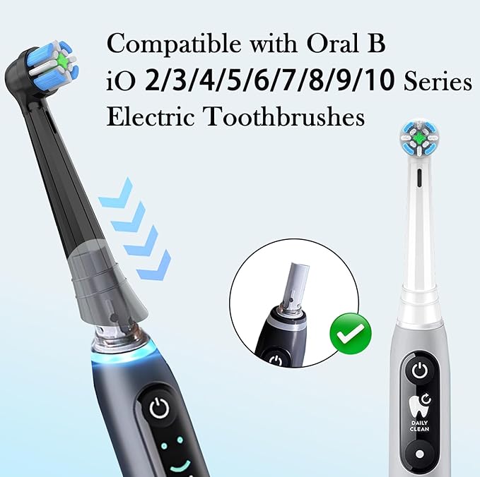 IO Replacement Brush Heads Compatible with Oral B iO Series 2-10 Electric Toothbrushes (3Black+3White, 6 PCS)