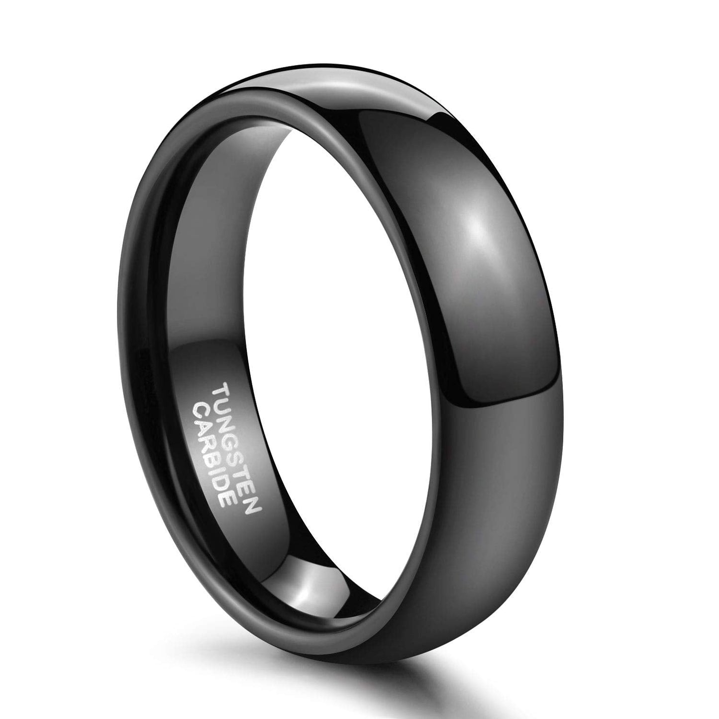 TRUMIUM 6mm Black Tungsten Ring for Men Women High Polished Comfort Fit Wedding Band Size 4