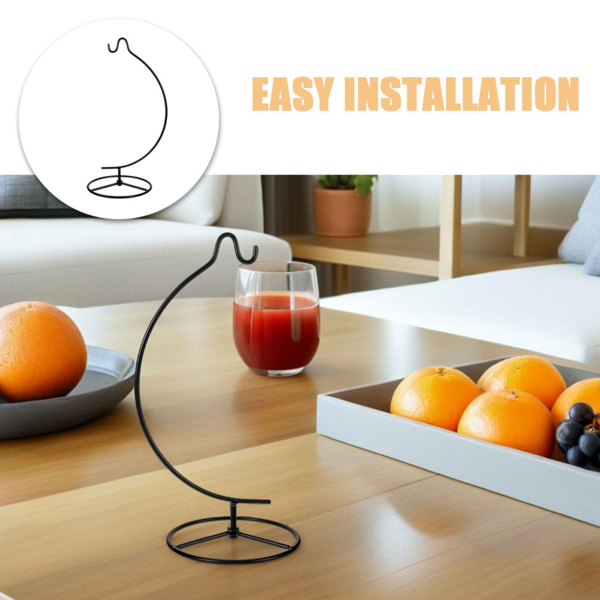 Alipis Moon Shaped Iron Ornament Display Holder with Hook, 2pcs Metal Hanging Terrarium Stand for Indoor Air Plants and Glass Globe Home Décor