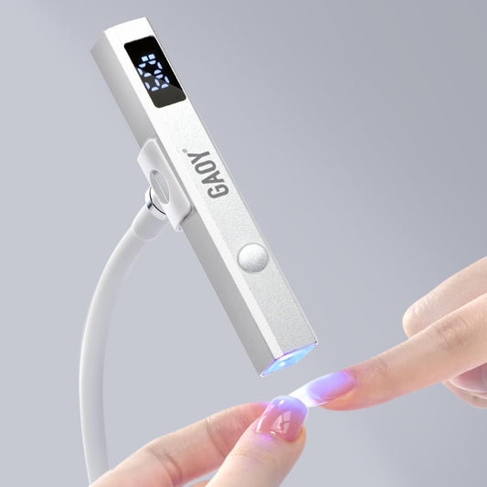 GAOY Cordless UV Light with Stand, Handheld Nail Lamp, Portable LED Nail Lingt, Cordless Rechargeable, Fast Curing, Matte Black