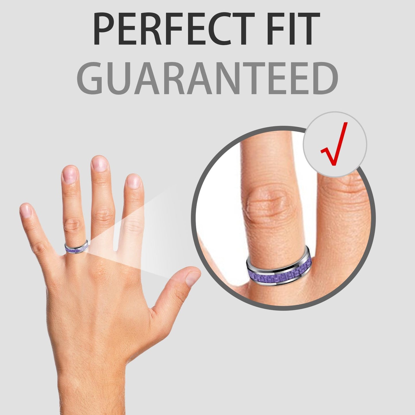 HJIMMNHONG New Carbon Fiber Fashion Rings Double Beveled Edge Delicate Polished Simple Stainless Steel Mens and Women Rings,8mm,Purple,Size11