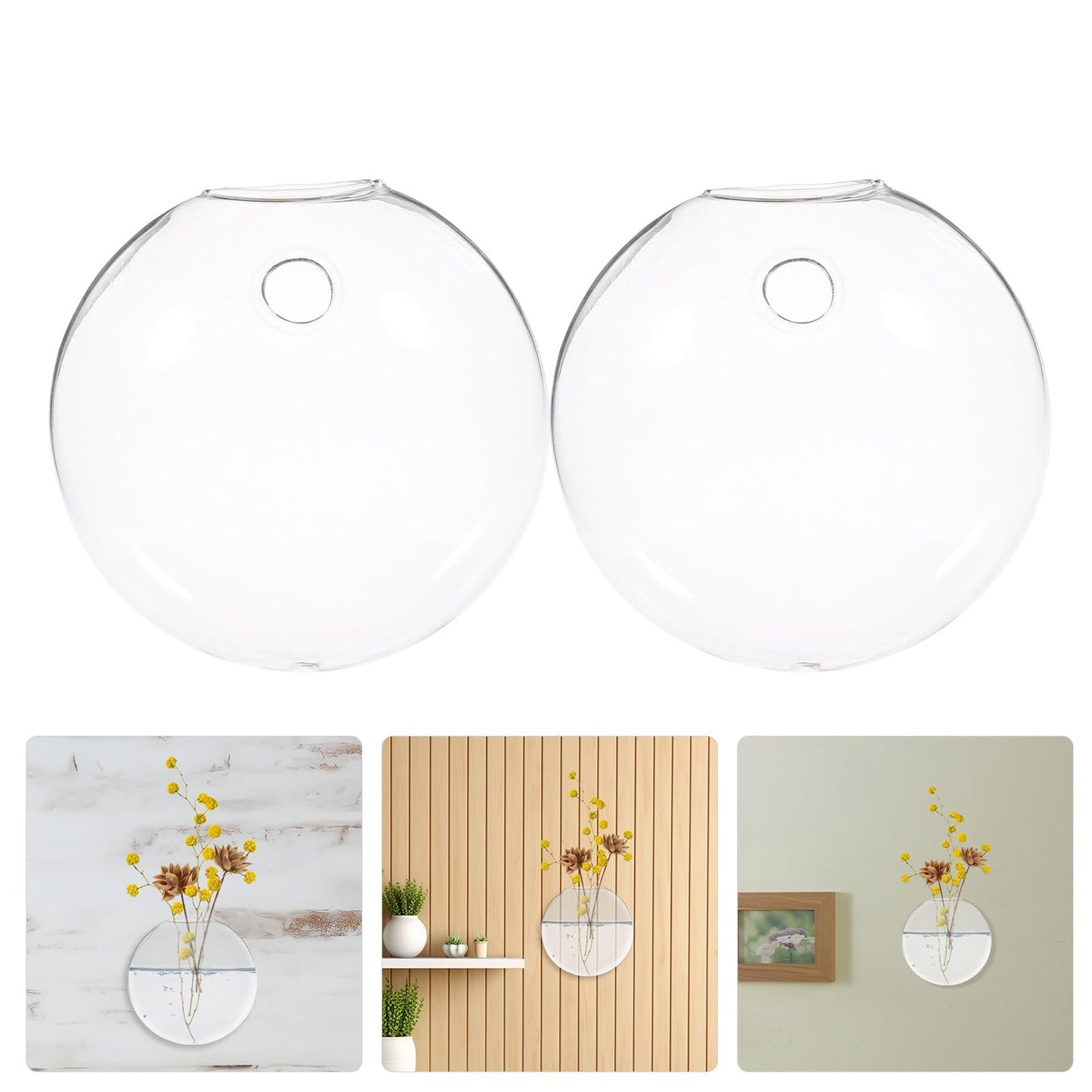FUOYLOO 2pcs Wall Hanging Planter Glass Terrarium Vase Hydroponic Wall Mounted Plant Pot for Indoor Home Décor