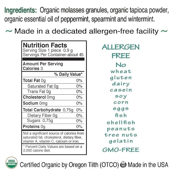 St. Claire's Organic Breath Mints, (MerryMints, 1.5 Ounce Tin, Pack of 6) | Gluten-Free, Vegan, GMO-Free, Plant-based, Allergen-Free | Made in our Allergen-Free facility