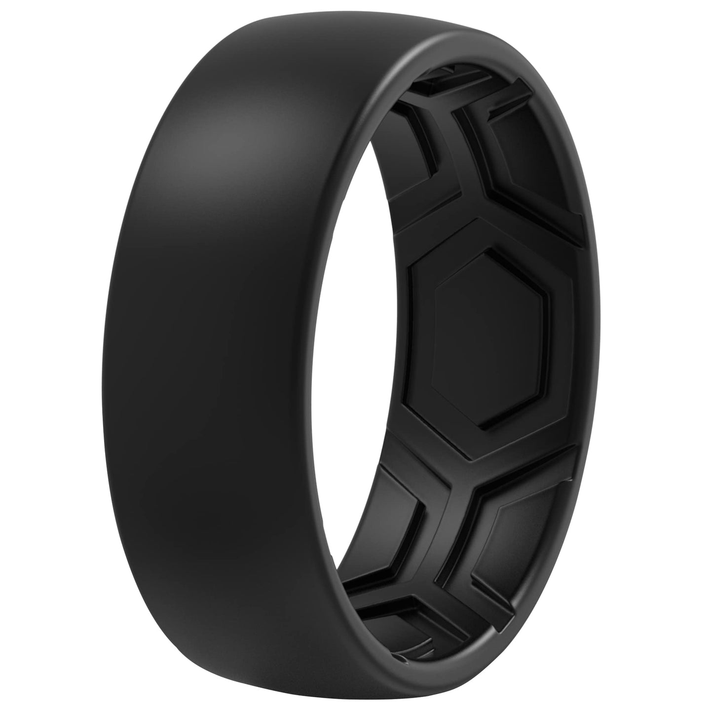 ThunderFit Men's Patterned Silicone Rings, 8mm Wide 2.2mm Thick Rubber Bands,Variety Multipack 1,4,7