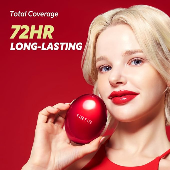 [*Mini Size*] TIRTIR Mask Fit Red Cushion Foundation | Full coverage, Weightless, Skin fit, Satin Glow Finish, Korean Makeup, beauty, Tattoo cover up, Buildable (#27C Cool Beige, 0.15 Fl Oz)