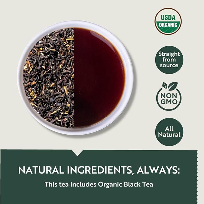 Luxmi Estates - Tale of Two Estates - Organic English Breakfast Tea - Loose Leaf - 100g (50 Cups) | Made with Organic Darjeeling & Assam Tea from India | Smooth, Flavorful, Robust and Caffeinated