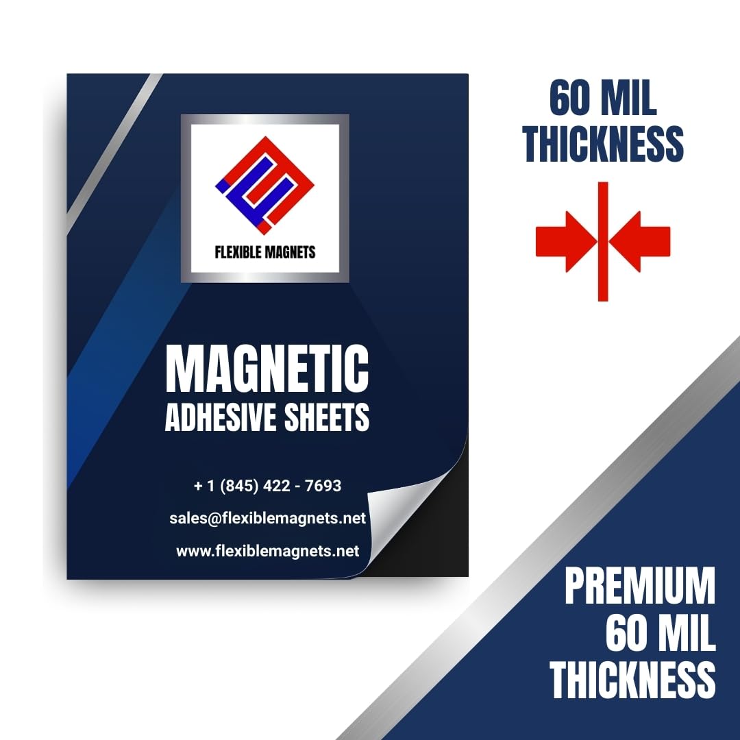 Self Adhesive Magnetic Sheets - Make Anything a Magnet - Magnetic Adhesive Sheets -Premium Quality Peel and Stick Magnets by Flexible Magnets 60 mil (8" x 10", Pack of 5)