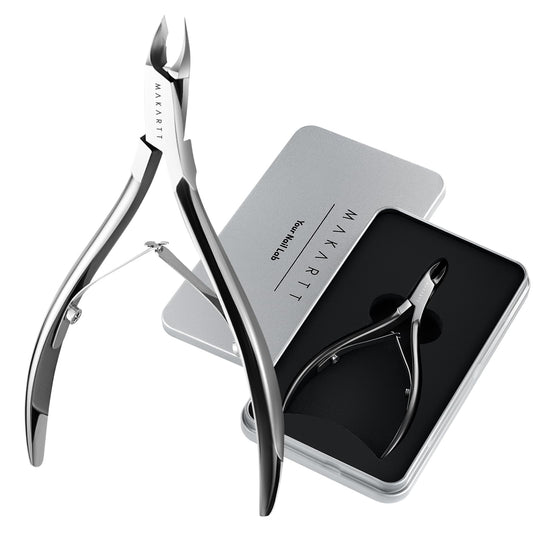 Makartt Professional Cuticle Nipper: 1/2 Jaw Precision Cuticle Trimmer for Beginners & Nail Technicians, 5mm Short Blade, Rust-Resistant Stainless Steel, Salon & Detailed Nail Art Use (Titanium Black)