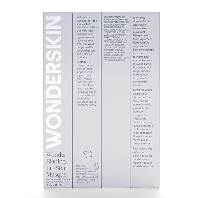 Wonderskin Wonder Blading All Day Lip Stain Peel Off Masque and Reveal Kit - Long Lasting, Waterproof Red Lip Tint, Transfer Proof Natural Makeup Stain Kit (Divine)