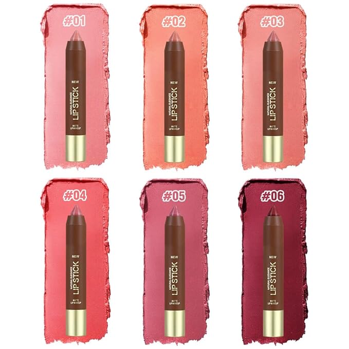 Matte Lipstick Crayon Set for Women, Rose Pink 24 Hour Lipstick Lip Liner Pencil, Neutral Lip Stick Lipliner Long Lasting Waterproof Smudge Proof, Vegan & Cruelty-Free, 01