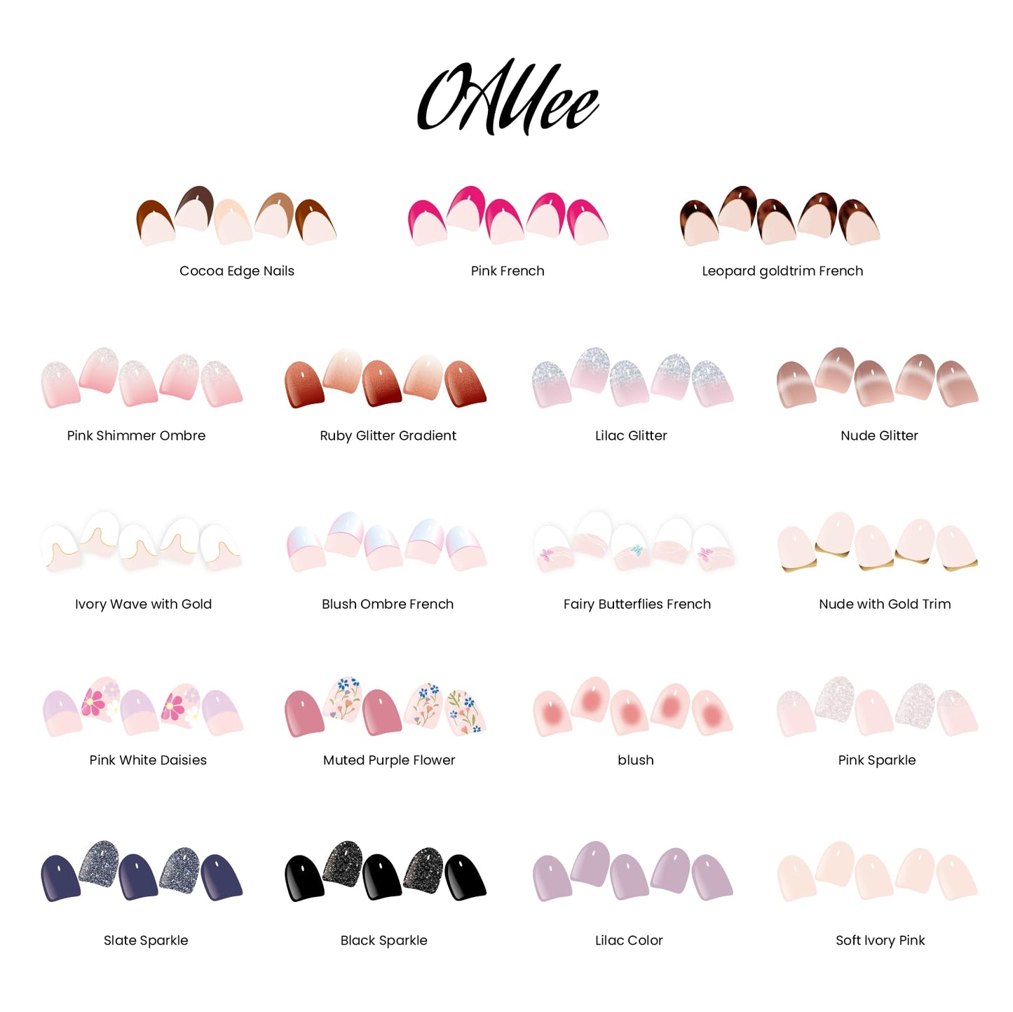 Oauee Semi Cured Gel Nail Strips | Built-In Gel Top Coat | UV Light Required | Salon Quality, Easy Application And Removal (Blush)
