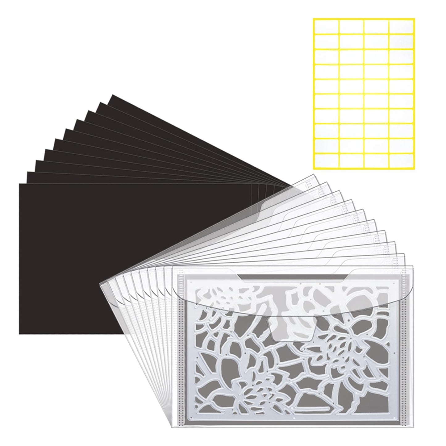 20 PCS Clear Stamp & Die Storage Bag and Rubber Magnetic Sheets, 7 x 5 Inch Resealable Large Plastic Envelope Pocket for Card Making DIY Scrapbooking Paper Craft Cutting Dies Stencil (0.6mm Thickness)