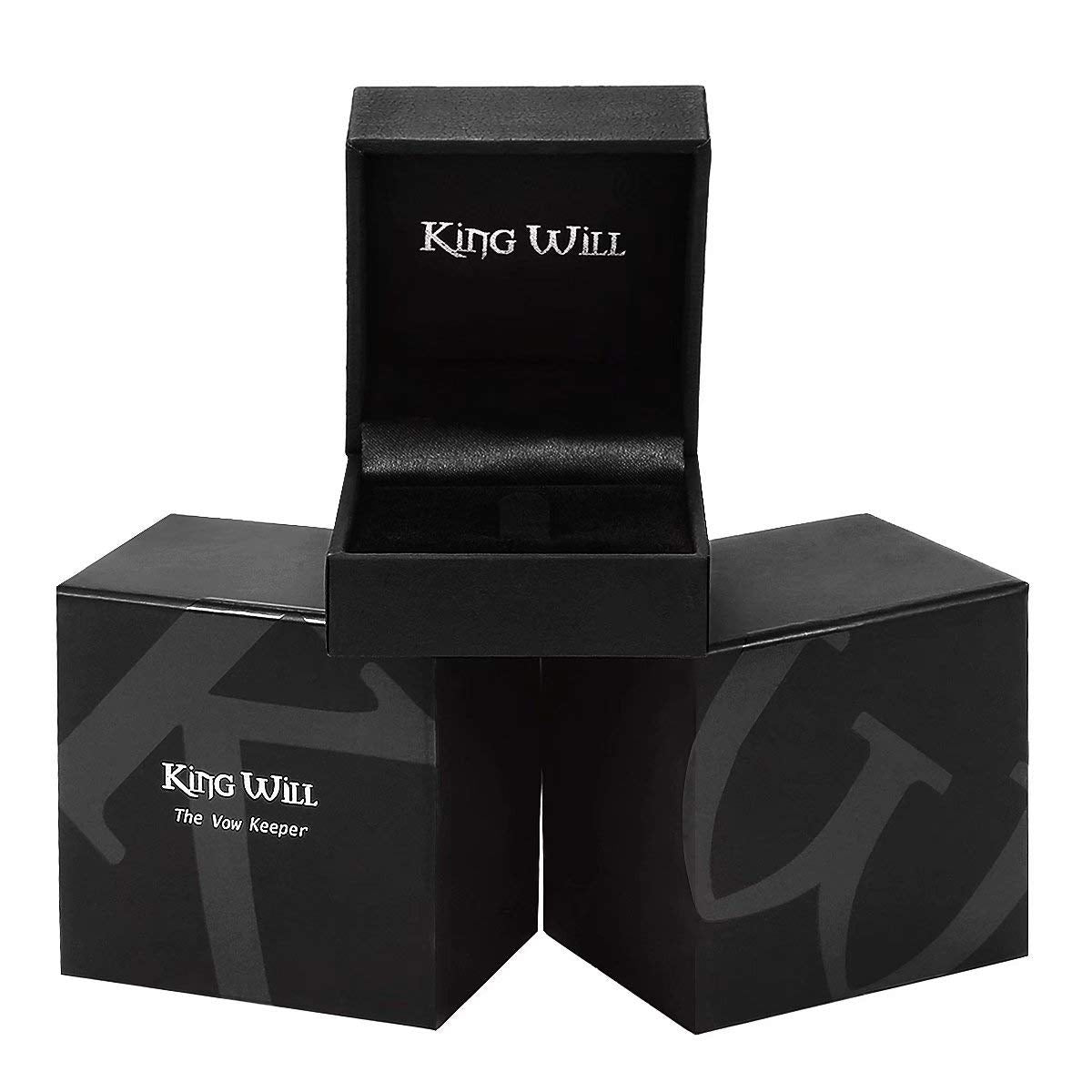 King Will 9mm Men's Black Wedding Ring - Brushed Matte Surface, Beveled Polished Edge, Comfort Fit Size 13