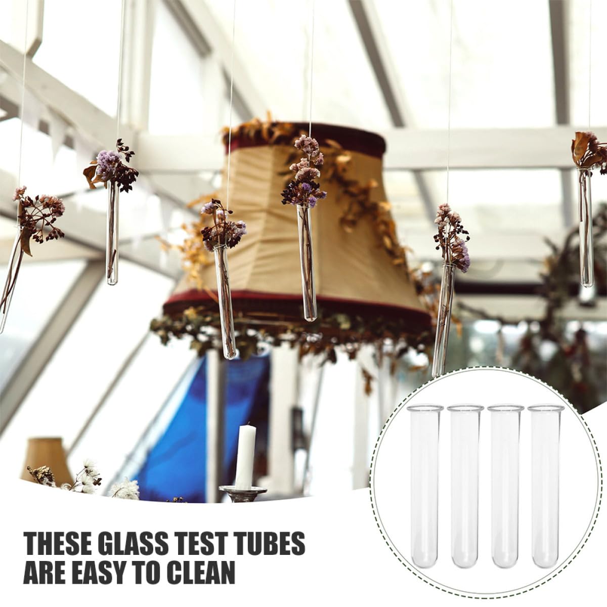 Balacoo 4pcs Hydroponic Glass Test Tube Vases 2.5x3x18cm Glass Planter Tubes for Desktop Plant Propagation and Indoor Terrarium Decoration