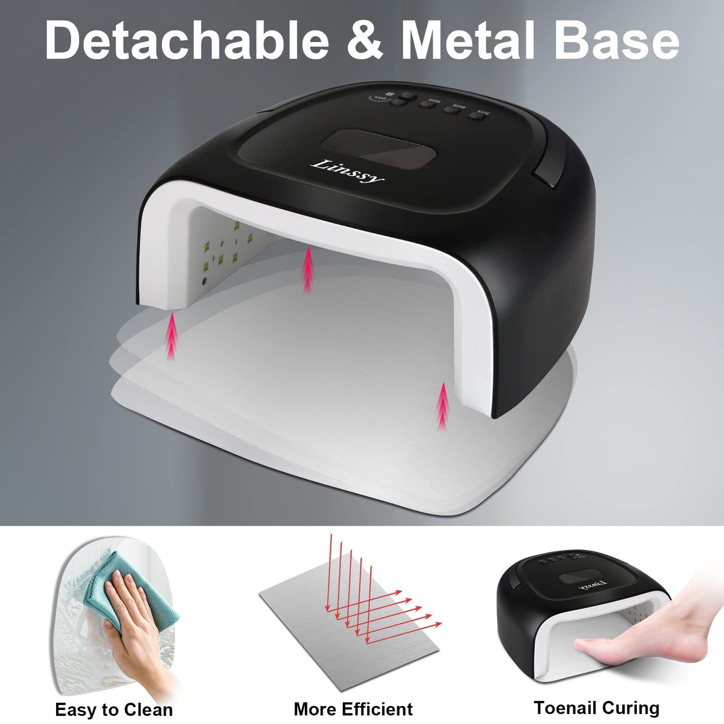 60W Rechargeable UV LED Nail Lamp, Faster Wireless Nail Dryer Gel Polish Light 42 Beads & Portable Handle, Professional Curing Lamp for Fingernail and Toenail (White)