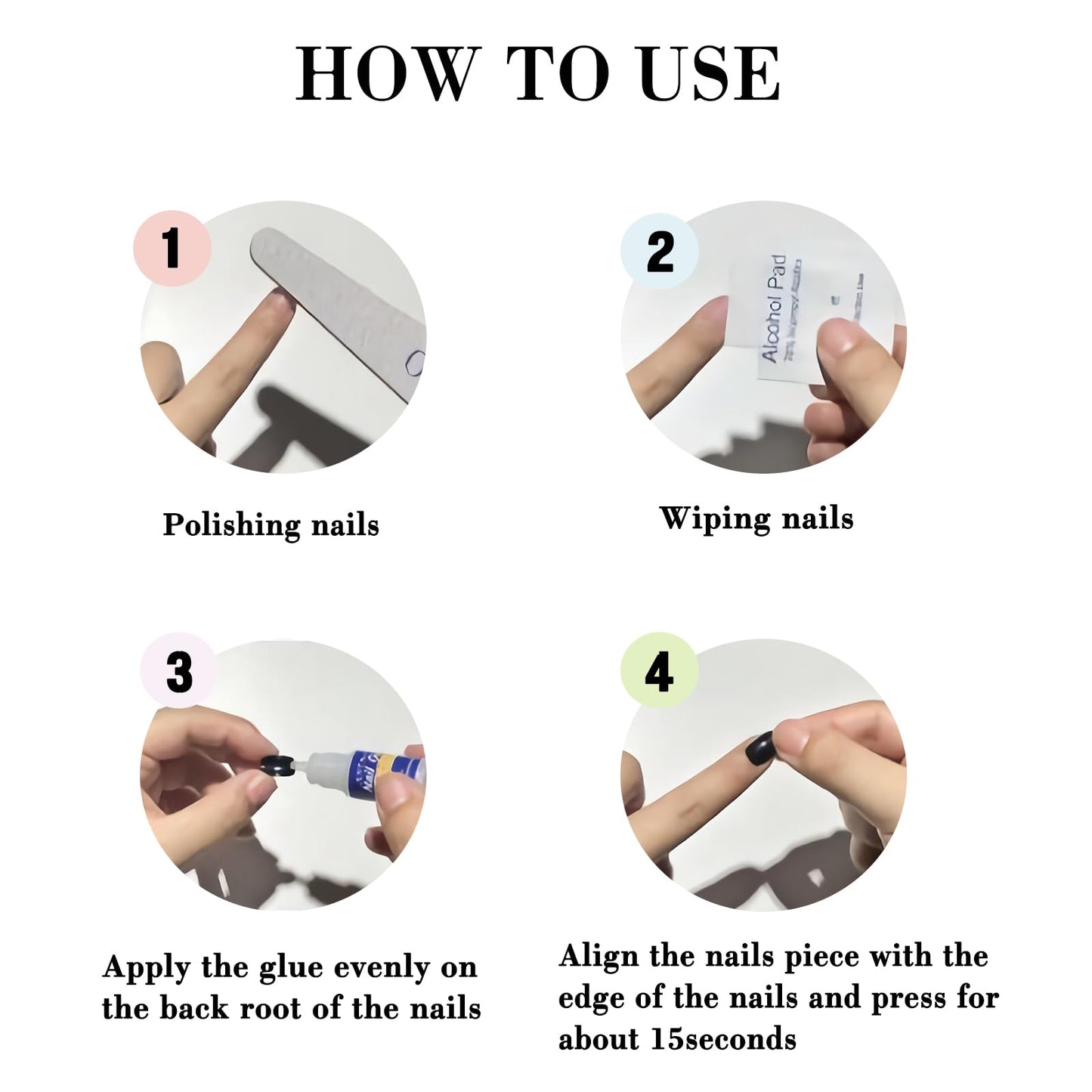 IMRAIN Long Press on Nails Square Fake Nails Black Full Cover Acrylic False Nails Glossy Extra Long Glue on Nails 24Pcs
