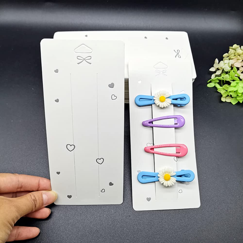 UUYYEO 100 Pcs Hair Clip Display Cards Hair Bow Holder Cards Rectangular Paper Cardboard for Hair Accessories Display and Organizing