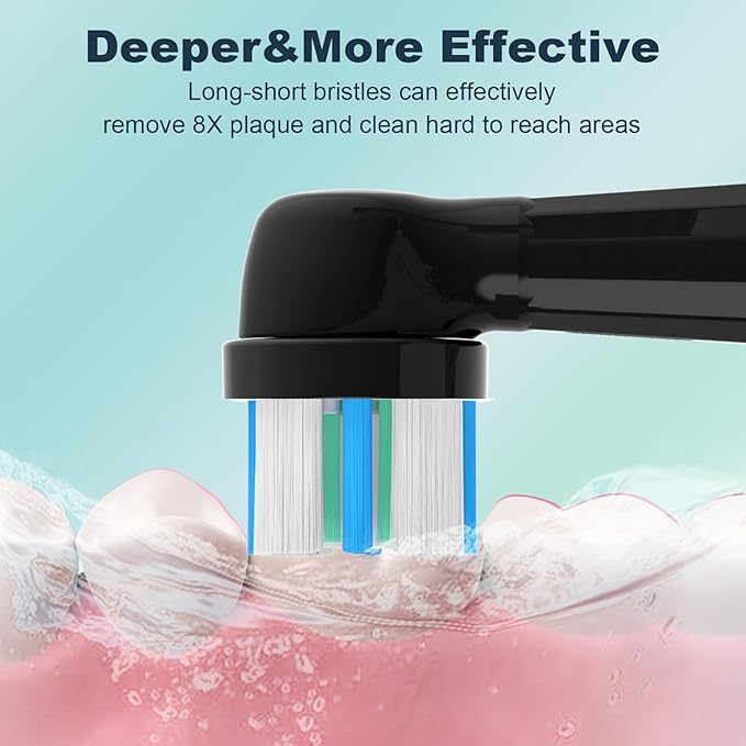 8Count Replacement Toothbrush Heads Compatible with Oral B iO Series 2/3/4/5/6/7/8/9/10 Electric Toothbrush,Medium Bristles for Effective Plaque Removal(Black)