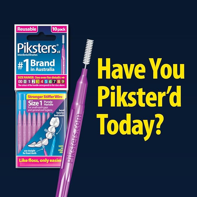 Piksters Interdental Brushes, 35 pk, Size 3, Interdental Tooth Brush for Medium Gaps, Gum Soft Bristles for Plaque Removal, Safe for Braces
