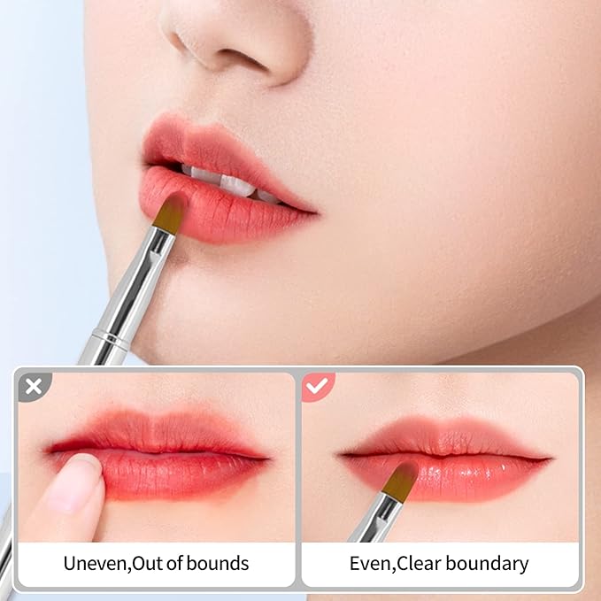 Unaone [2 Pack] Lip Brush for Lipstick, Retractable Lip Brushes, Dual-ended Makeup Brush for Lipstick Lip Gloss, Include Lid Silver and Green