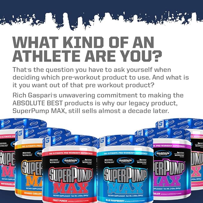 Gaspari Nutrition Super Pump Max, Pre Workout Supplement 40 Servings, Sustained Energy & Nitric Oxide Booster Supports Muscle Growth, Recovery & Replenish (40 Servings, Rainbow Candy)