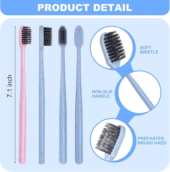 200Pcs Prepasted Disposable Toothbrushes Bulk Individually Wrapped Pre Pasted Soft Bristle Tooth Brush Set Travel Colorful Toothbrushes for Homeless Gift Hotel Camping Travel