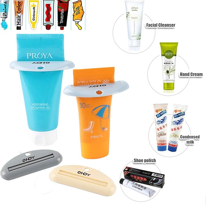 4 Pack Toothpaste Squeezers, Tube Squeezer for Toothpaste, Hand Cream, Polygel Tubes, Paint Tubes, Cosmetics