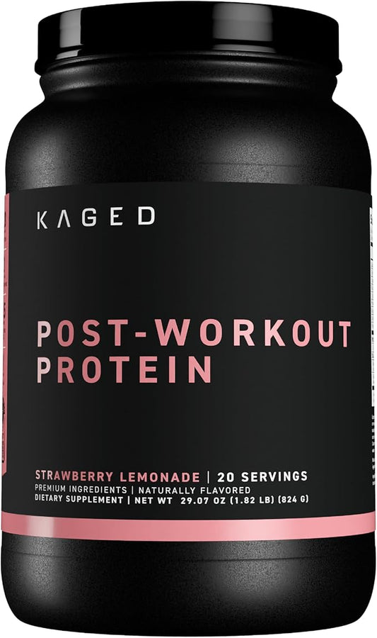 Kaged Post Workout Protein Powder | Re-Kaged | 28g Whey Protein with Creatine, Glutamine & Betaine for Muscle Growth & Recovery | Low Sugar | 20 Servings | Strawberry Lemonade