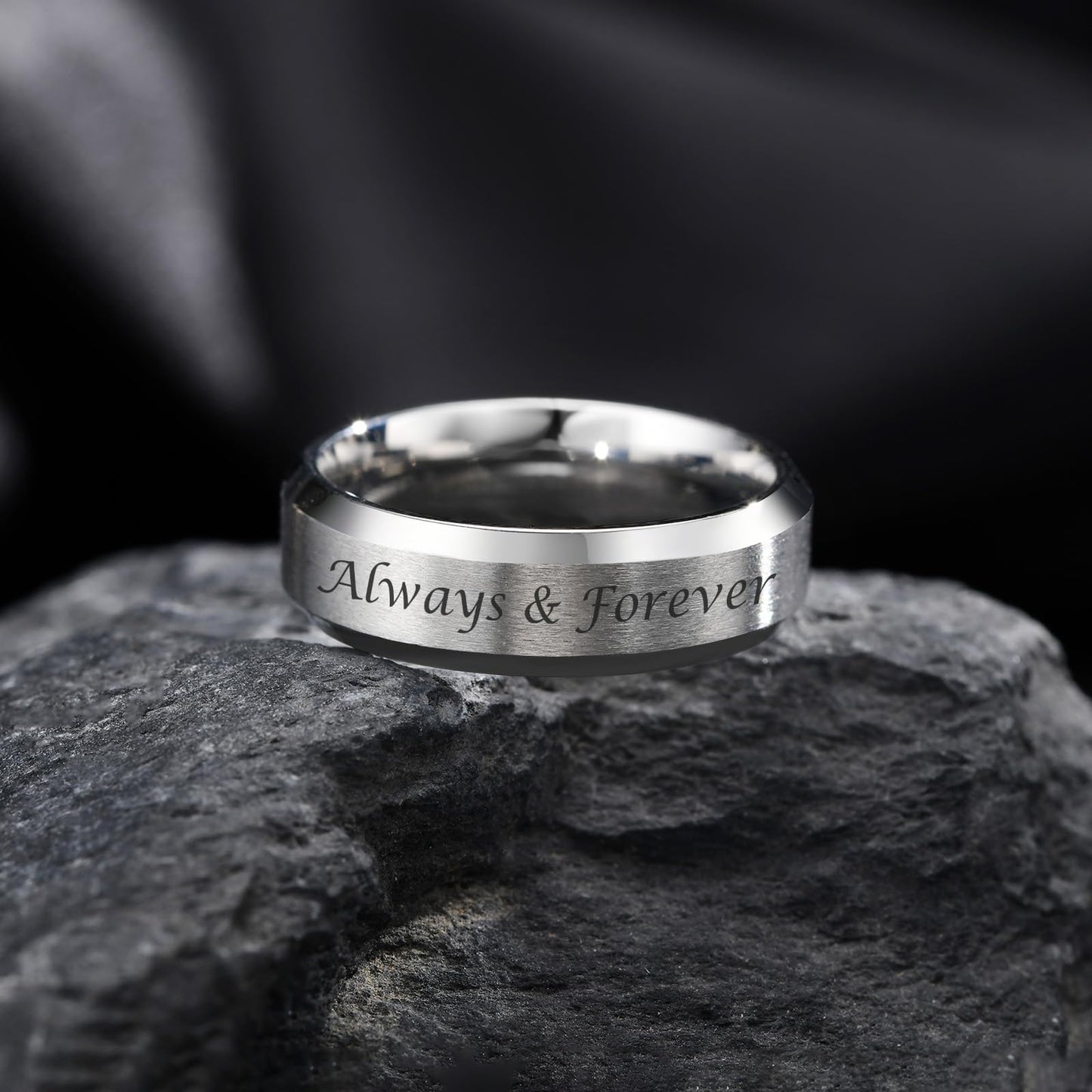 VNOX Customize Personalized 6MM Stainless Steel Simple Matte Brushed Finish Wedding Band Engagement Rings for Men Women,Size 7