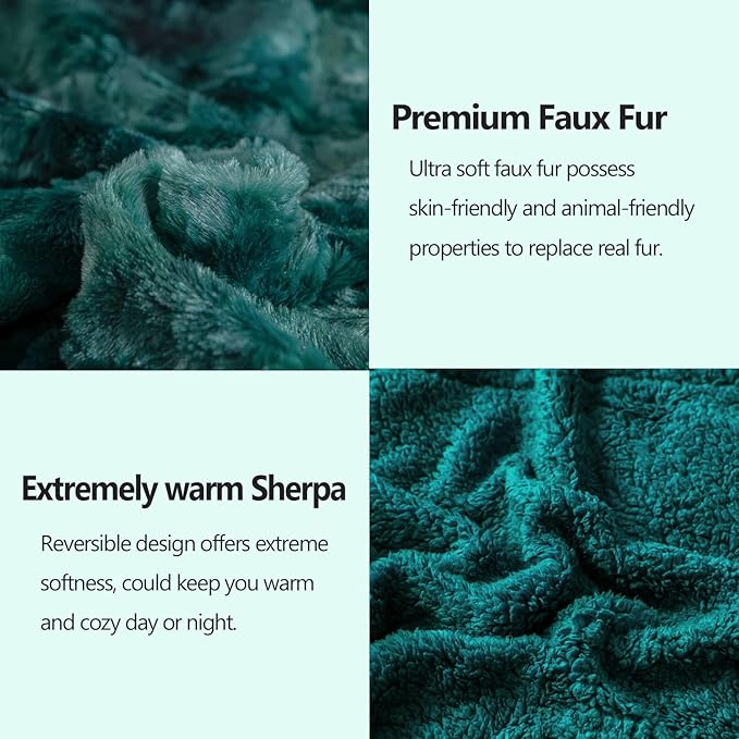 NEWCOSPLAY Super Soft Faux Fur Throw Blanket for Couch Tie-dye Dark Teal Sherpa Fuzzy Plush Warm Blanket for Sofa Bed (Tie-dye Dark Teal, Throw(50"x60"))