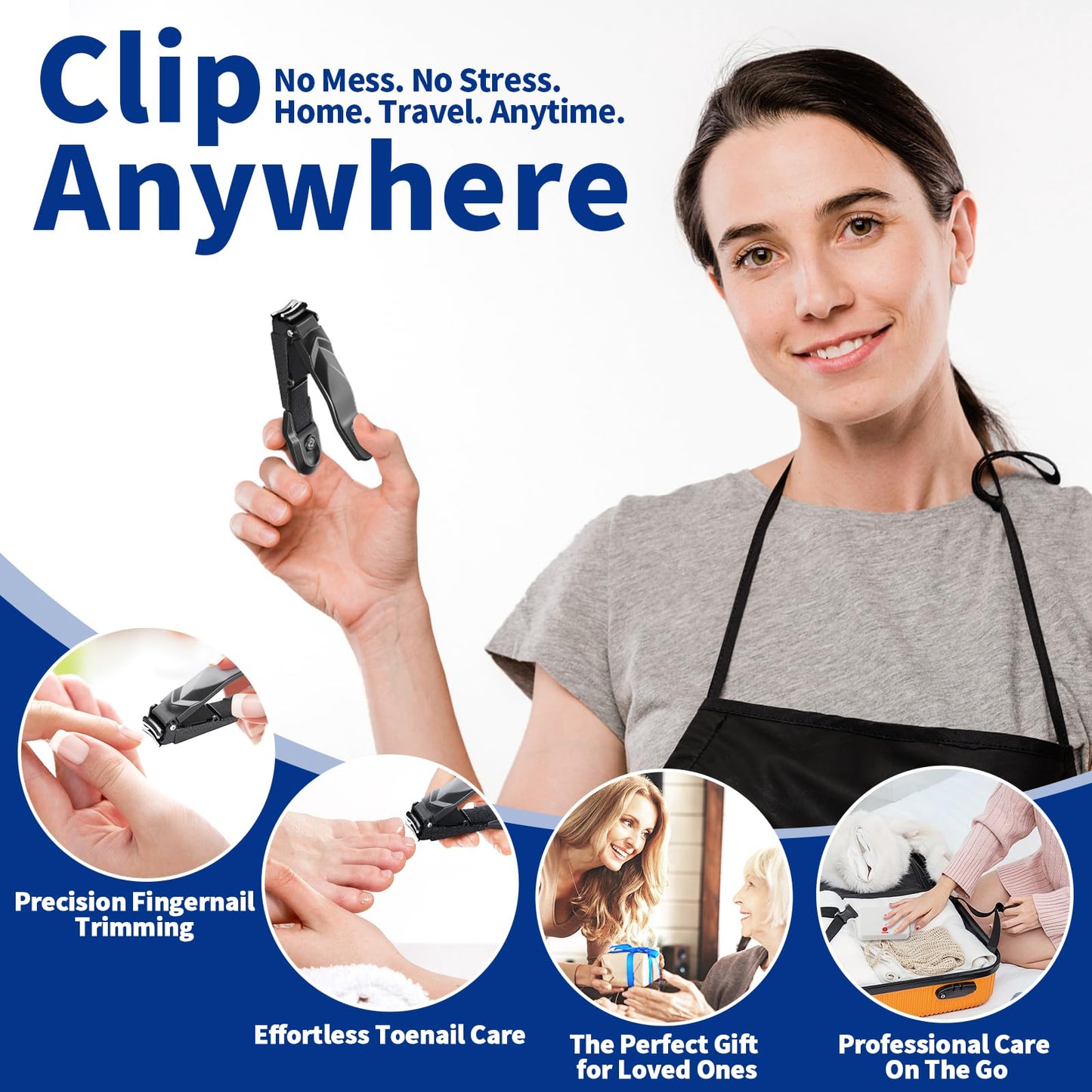 No Mess Nail Clippers with Catcher - Professional Heavy Duty Clippers for Men and Women, Ultra Sharp Fingernail & Toenail Clippers for Gifts, Travel, Clip Anywhere (Anti-Splash Design)