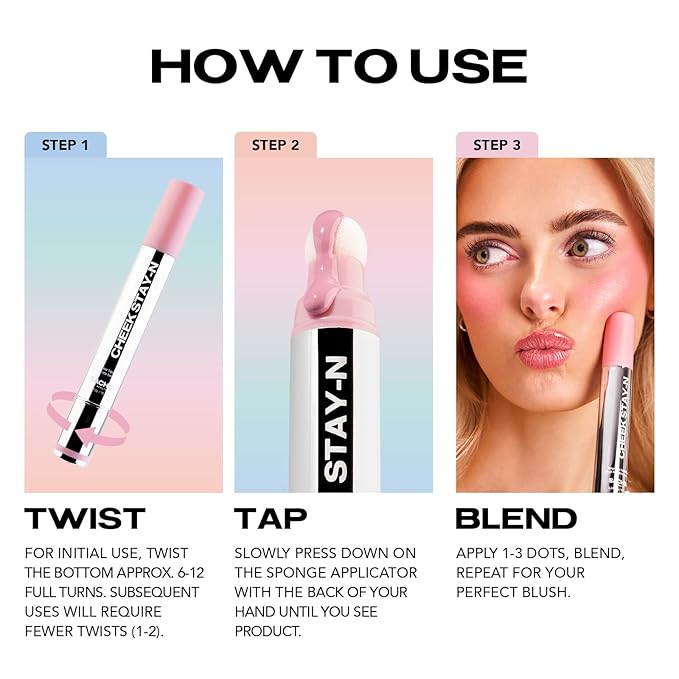 Sacheu Cheek STAY-N Liquid Blush for Cheeks — High Pigment, Buildable, Lightweight Cream Blush for Dewy & Radiant Flushed Cheeks — Long-lasting & Cruelty Free, I'm Cute