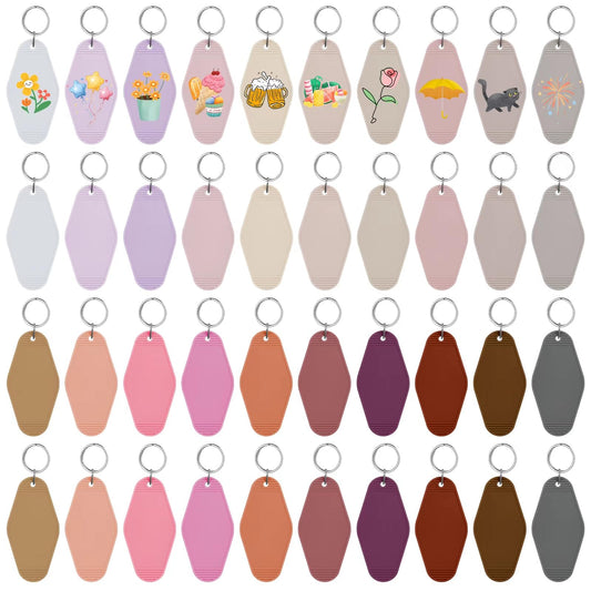 LOTMER 40 PCS Hotel Keychain Blank with Key Rings, 20 Colors Plastic Rhombus Motel Keychain for DIY Keychain and Luggage Tag (Skin Tone)