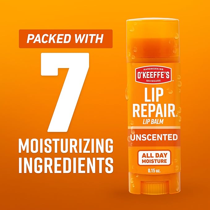 O'Keeffe's Lip Repair Unscented Lip Balm for Dry, Cracked Lips - Stick (6 Pack) - Moisturizer for Very Dry Lips