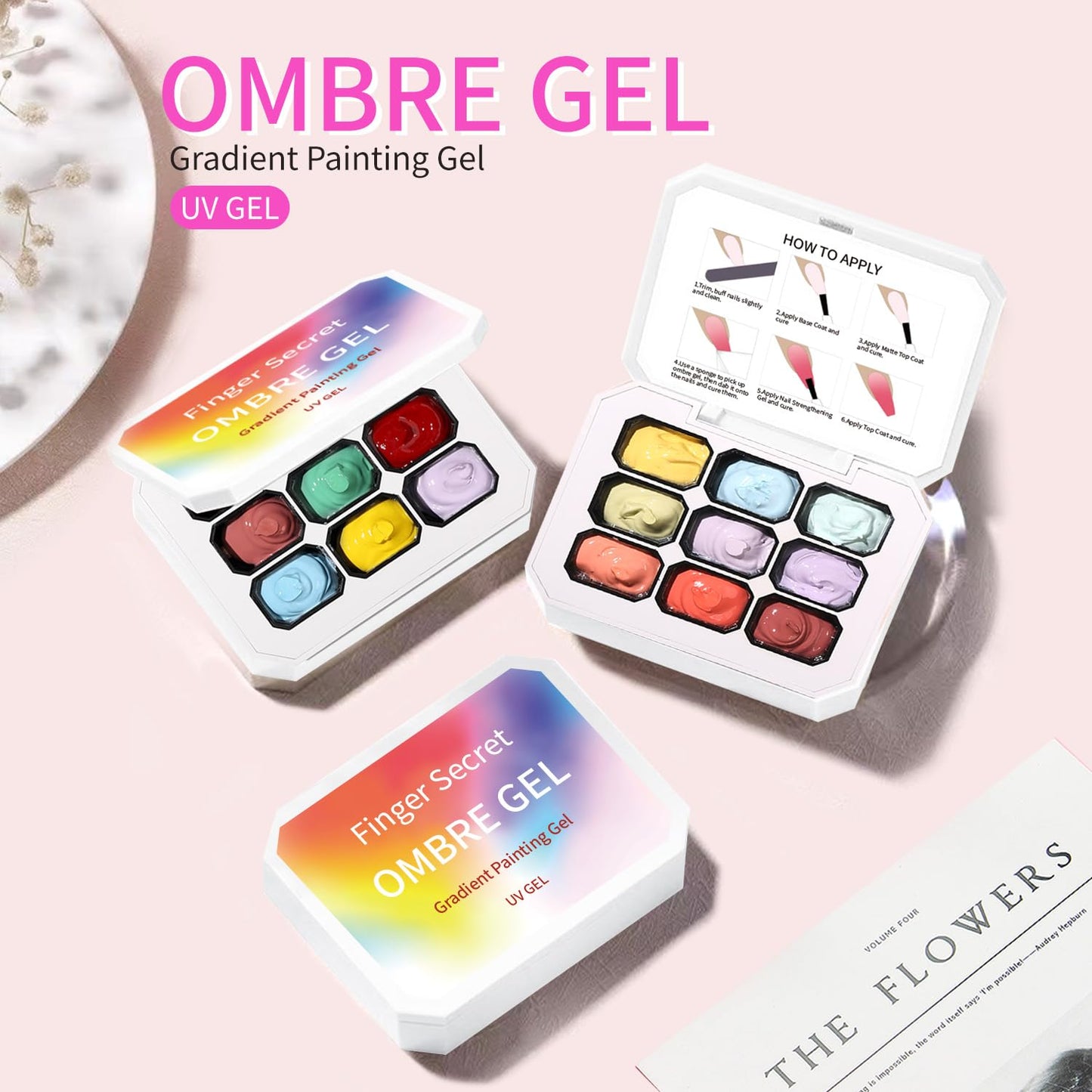 AOBOO Ombre Gel Polish Nail Sponges for Ombre 9 Series Colorful Blush Effect Gradient painting gel ombre & pat paint for nails Multistyle French Manicure Nail Art DIY Home (A1, 1)