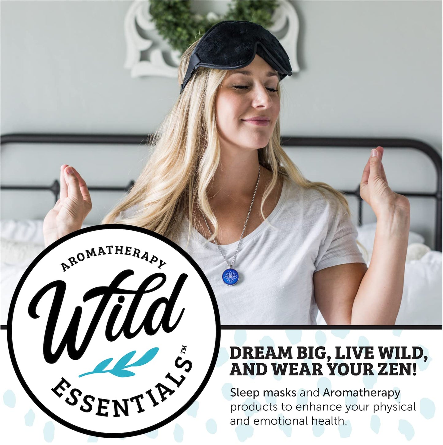 Wild Essentials CZ Flower Necklace Essential Oil Diffuser Kit with Lavender, Lemongrass, Peppermint, Orange Oils, 12 Refill Pads, Calming Aromatherapy Gift Set, Customizable Color Changing, Perfume
