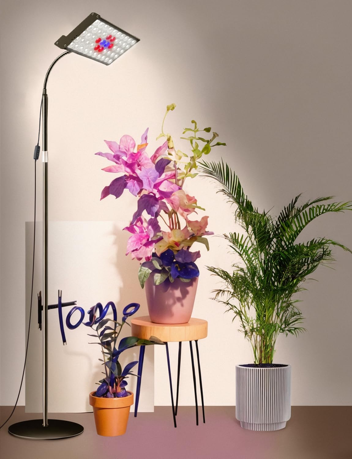 ANCIENTPWR Industrial-Grade Plant Grow Light, Full Spectrum for Indoor Plants with Auto Timer (3/9/12H), 10-Level Dimming, 75.5" Adjustable Height, Flexible Gooseneck & 4.1lb Heavy Base
