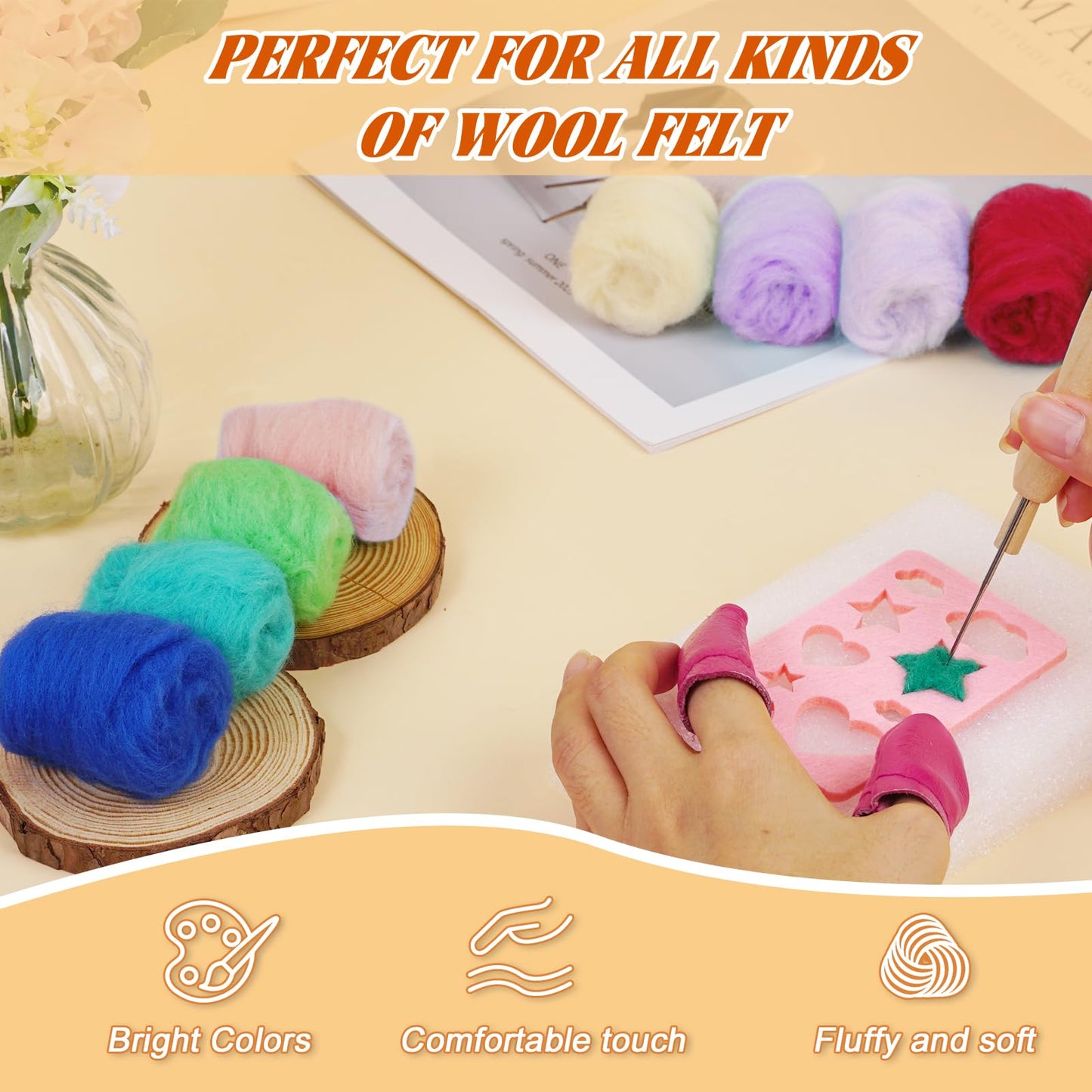 Catopia Needle Felting Kit,Wool Roving 20 Colors Set,Tools for Felted Animal Needle Felting Supplies,Needle Wool Felting Tools Kit