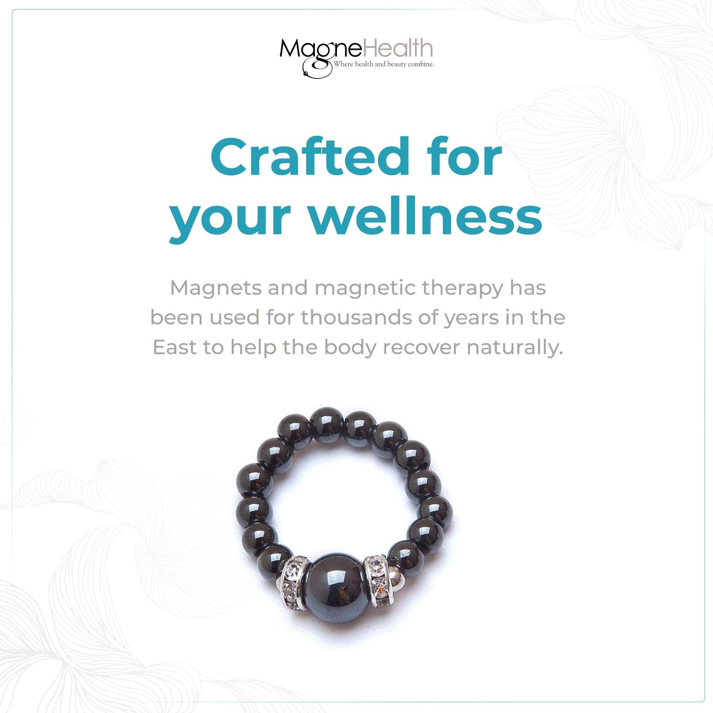 MAGNEHEALTH Black Magnetic Hematite Stretch Ring - Beaded Rings & Stretch Rings For Women, Finger Rings For Women, Aesthetic Rings & Magnet Rings For Acupressure Points - Extra Small Ring Size, 5-6