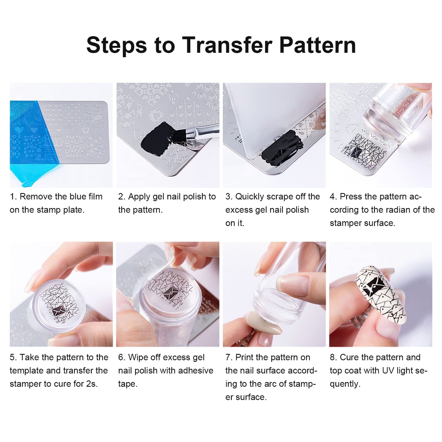 SAGEBIO Nail Art Stamper Clear Silicone Nails Stamping Jelly with Scraper Transparent Visible Body DIY Manicure Nail Art Tool C