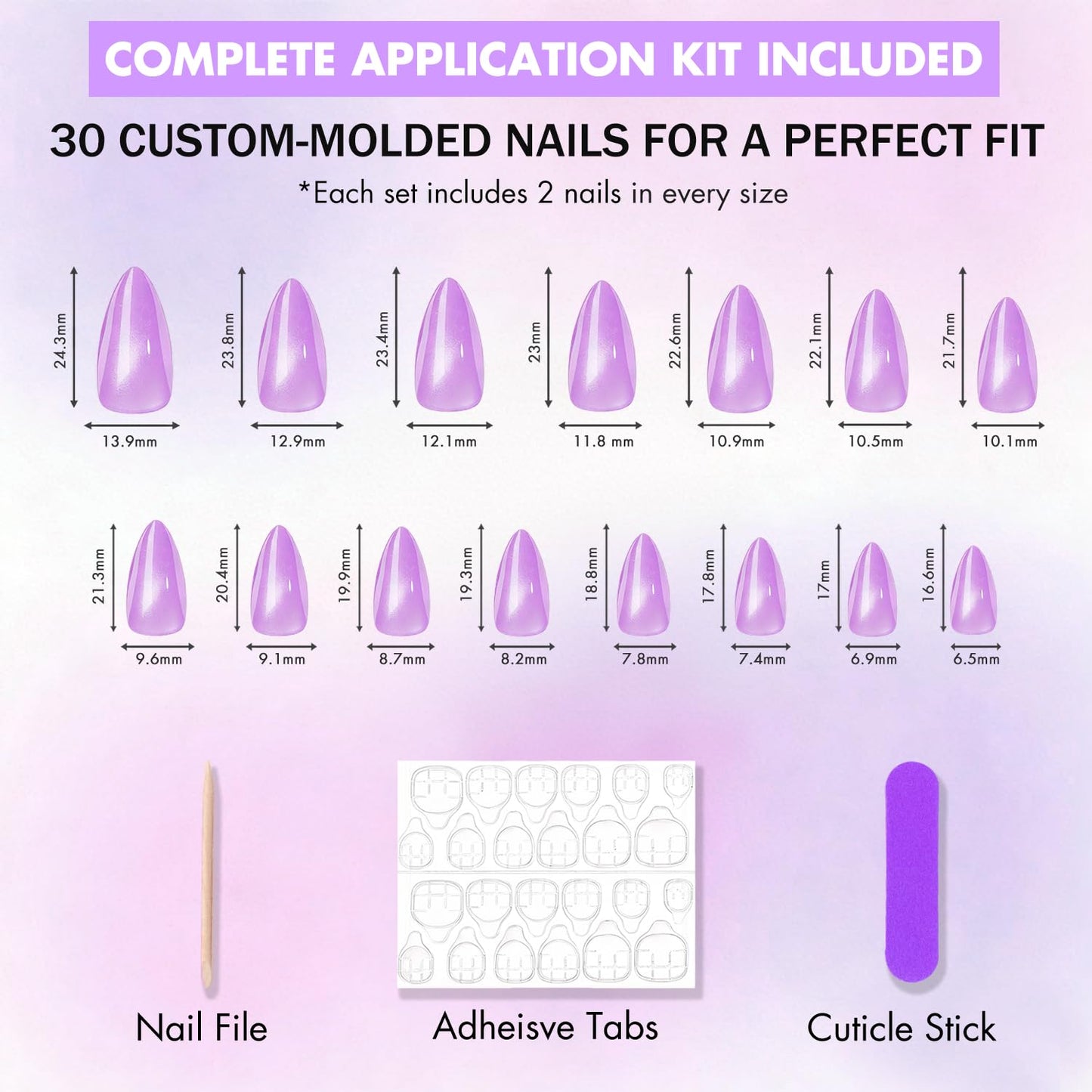 KQueenest Cat Eye Black Press on Nails Medium Almond, 30 Pcs Glitter Fake Nails Medium Stiletto, Sparkly Bling Black Nails Press on, Reusable Shiny Soft Gel Stick on Nails for Women Goth Manicure