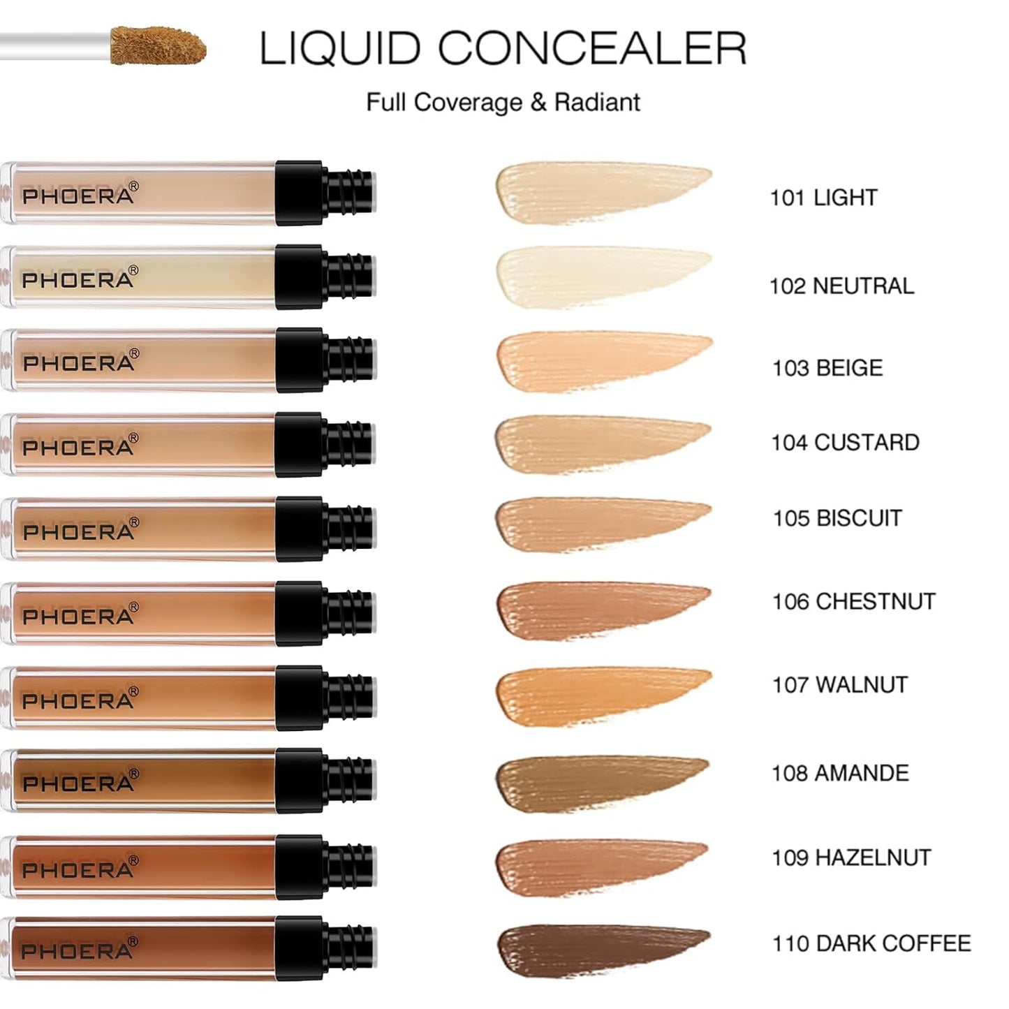 PHOERA Foundation Full Coverage,PHOERA Concealer Lightweight Full Coverage,PHOERA Makeup Long Lasting Wrinkles Matte Natural Finish for a Flawless Complexion(103 Warm peach+103#BEIGE)